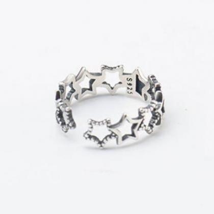 Hollow Star Punk Style Silver Band,..
