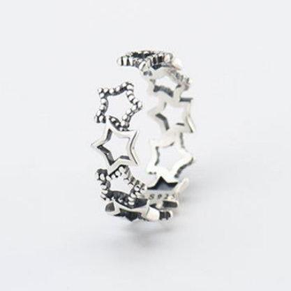 Hollow Star Punk Style Silver Band,..