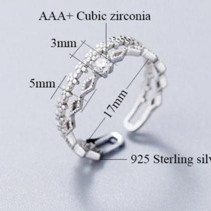 Double Layer CZ Silver Adjustable R..