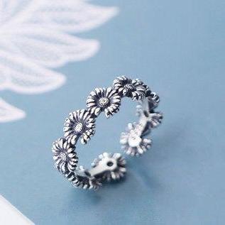 Fashion Cute Daisy Flower Open Ring,engagement..