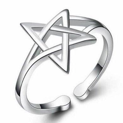 Cute Star Couple Open Ring,925 Sterling..