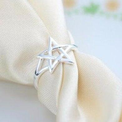 Cute Star Couple Open Ring,925 Sterling..