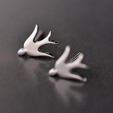 Animal Bird Glossy Wing Student Earring,925..