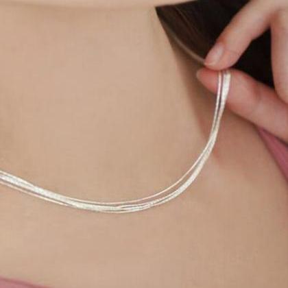 Multi-layer Snake Bone Necklace. 925 Sterling..