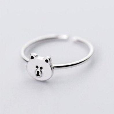 Fashion Cute Bear Cartoon Girlfriend Gift Ring,925..