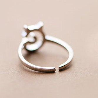 Fashion Cute Cat Micro-inlaid Girlfriend Ring,925..