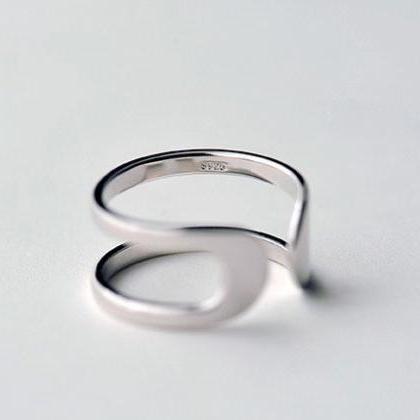 Cute Geometric Open Dynamic Double Ring,engagement..