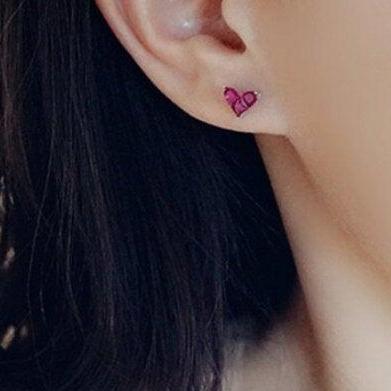 Cute Heart Shape Fashion Studs Earring,925..