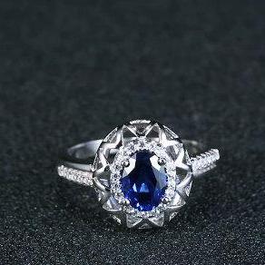 Cute Romantic Blue Sapphire Women Hoop Earring,925..