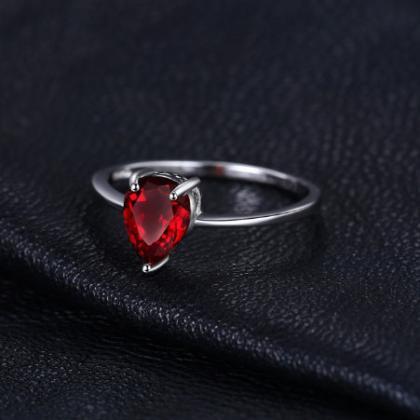 Fashion Red Garnet Women Simple Ring,engagement..