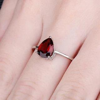 Fashion Red Garnet Women Simple Ring,engagement..