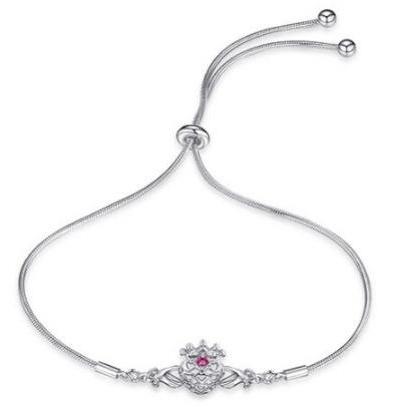 Fashion Love Ruby Heart Bangle Bracelet,925..