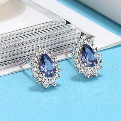 Cute Romantic Blue Zircon Fashion Drop Earring,925..