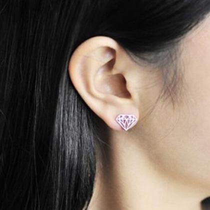 Cute Romantic Simple Diamond Geometric Earring,925..