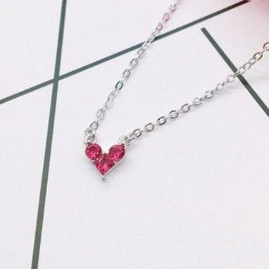 Mini Heart Shaped Clavicle Fashion Necklace,925..