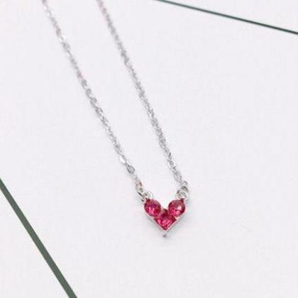 Mini Heart Shaped Clavicle Fashion Necklace,925..
