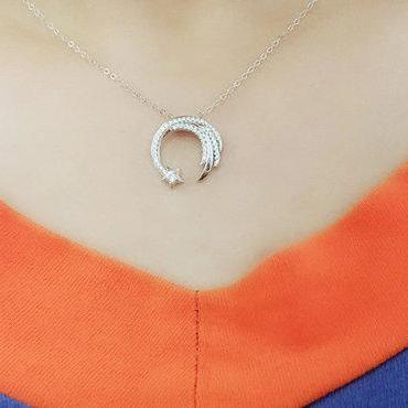 Slip Falling Micro Inlaid Necklace ,925 Sterling..