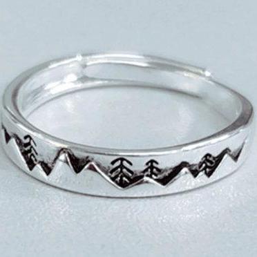 Sweet Simple Look Christmas Tree Open Silver Ring,..