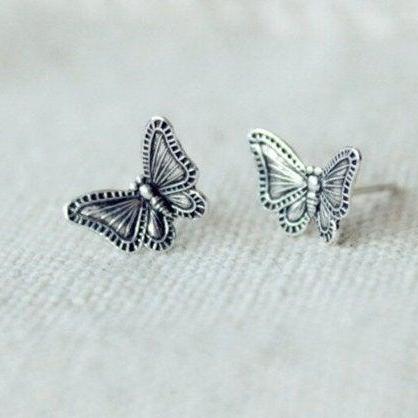 Cute Small Butterfly Silver Earring, Brides Gift..