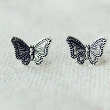 Cute Small Butterfly Silver Earring, Brides Gift..
