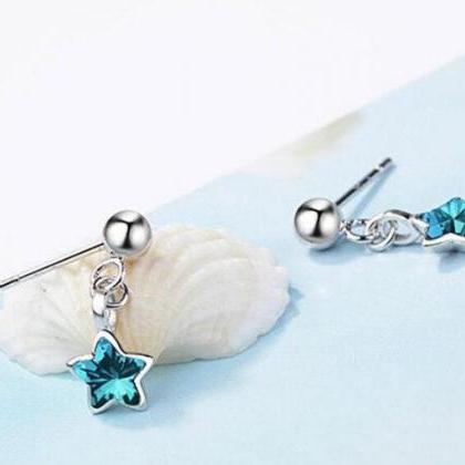 Fashion Small Mini Blue Star Heart Silver..