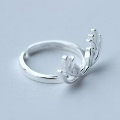 Handmade Open Antler Simple Ring,925 Sterling..