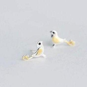 Cute Romantic Small Bird Silver Stu..