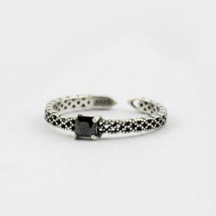 Black & White CZ Band Ring,925 Ster..