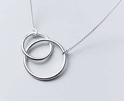 Double Round Interlock Circle Necklace, 925 Sterling Silver,minimalist Necklace,boho Necklace,dainty Necklace,gift For Her, Bridesmaids Gift