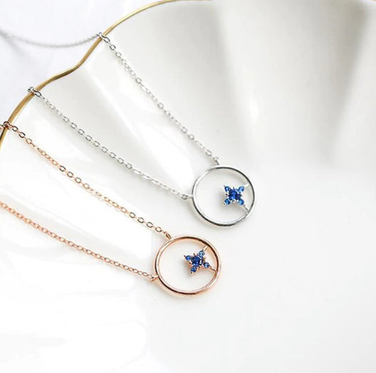 Sweet Simple Four Star Pendant 925 Sterling Silver minimalist