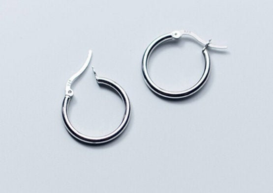 Fashion Silver Thick Trendy Circle Hoop Earring,925 Sterling Silver,minimalist Earring,boho Earring,gift For Her Wedding Gift. Jewellery.