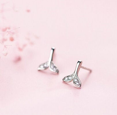 Unique Design Whale Mermaid Tail Studs Earring,925 Sterling Silver,minimalist Earring,boho Earring,gift For Her Wedding Gift. Jewellery.