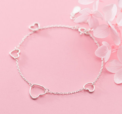 Heart Shape Adjustable Bracelet.charm Bracelet.925 Sterling Silver,minimalist Bracelet,boho Bracelet,gift For Her,gift For Her