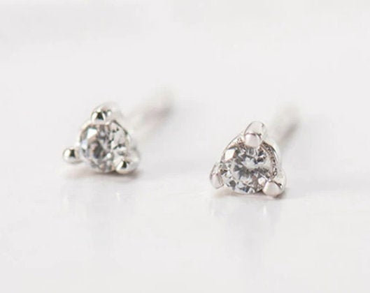 Small Tiny Cz Silver Studs Earring,925 Sterling Silver,studs Earring,minimalist Earring,boho Earring,gift For Her Wedding Gift, Women Studs.