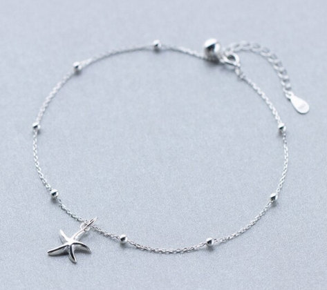 Beautiful Sea Star Fish Summer Anklet,925 Sterling Silver Anklet, Minimalist Anklet,boho Anklet, Dainty Anklet, Gift For Her, Jewellery.