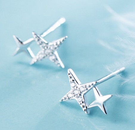Star Delicate Small Dainty Earring 925 Sterling Silver,minimalist Earring,boho Earring,gift For Her Wedding Gift.jewellery.