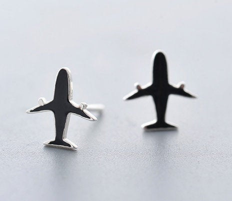 Fashion Aircraft Black Exquisite Women Earring,925 Sterling Silver,minimalist Earring,boho Earring,gift For Her Wedding Gift,