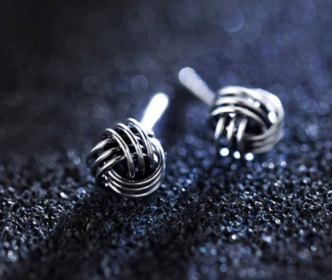 Tiny Knot Ball Studs Earring, Twine Twisted Love Studs, 925 Sterling Silver , Studs Earring, Minimalist Earring, Boho Earring, Gift For Her