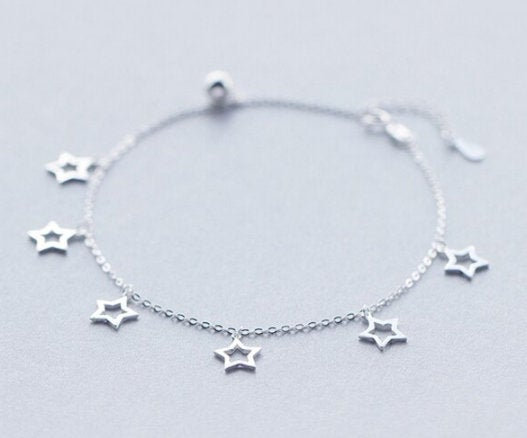Creative Women Five Pointed Star Anklet,925 Sterling Silver Anklet, Minimalist Anklet, Boho Anklet, Dainty Anklet, Gift For Her, Jewellery.