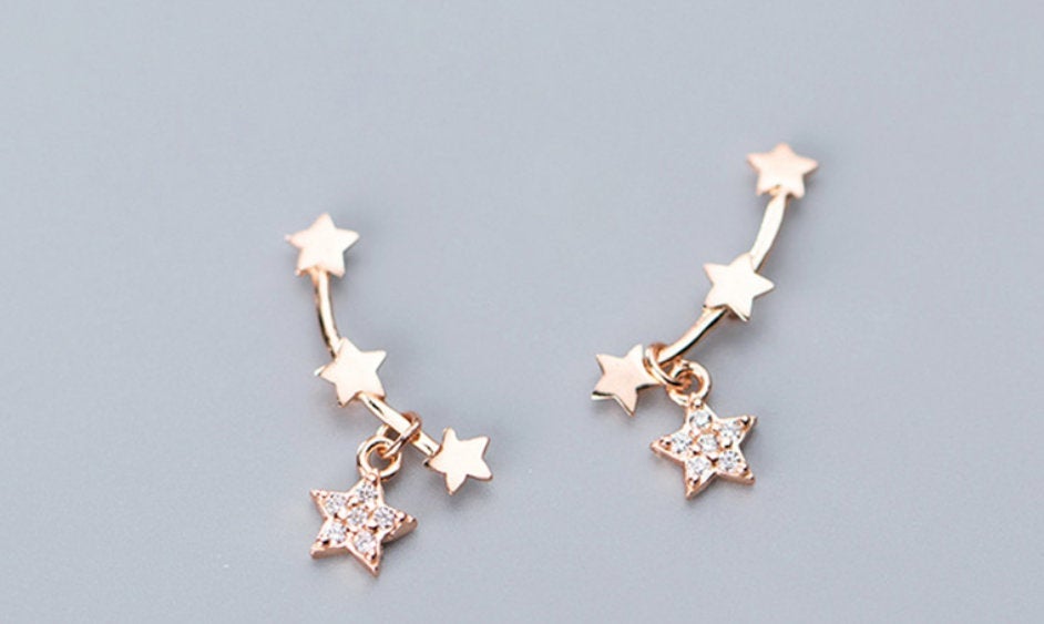Star Studs, Silver Earrings, 925 Sterling Silver, Minimalist Earring, Boho Earring, Tiny Earring, Dainty Ring, Gift For Her, Jewellery.