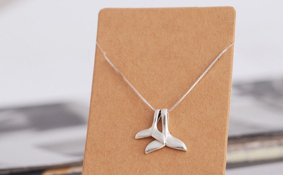 Whale Double Tail Necklace, 925 Sterling Silver,minimalist Necklace, Boho Necklace, Dainty Necklace, Gift For Her, Bridesmaids Jewellery.