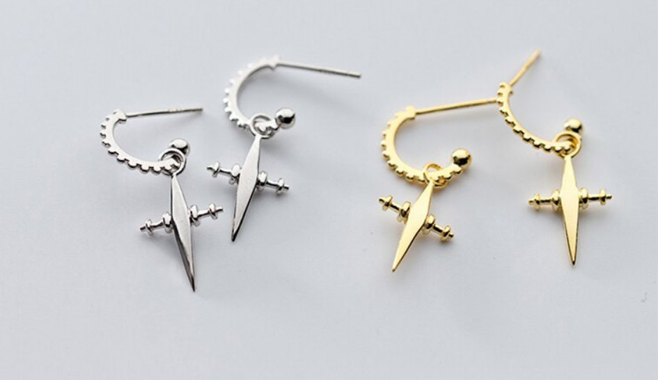 Hanging Cross Studs Earring, 925 Silver Earring, Studs Earring, Minimalist Earring, Boho Earring, Gift For Her, 925 Sterling Silver, Gift.