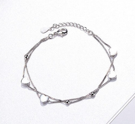 Double Layer Heart Bead Bracelet.charm Bracelet.925 Sterling Silver,minimalist Bracelet,boho Bracelet,gift For Her,gift For Her
