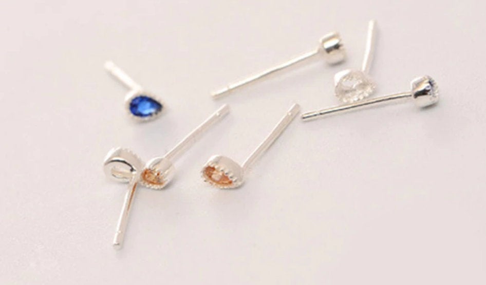 CZ Studs, Silver Earrings, 925 Sterling Silver, Minimalist Earring, Boho Earring, Tiny Earring, Dainty Ring, Gift For her, Jewellery.