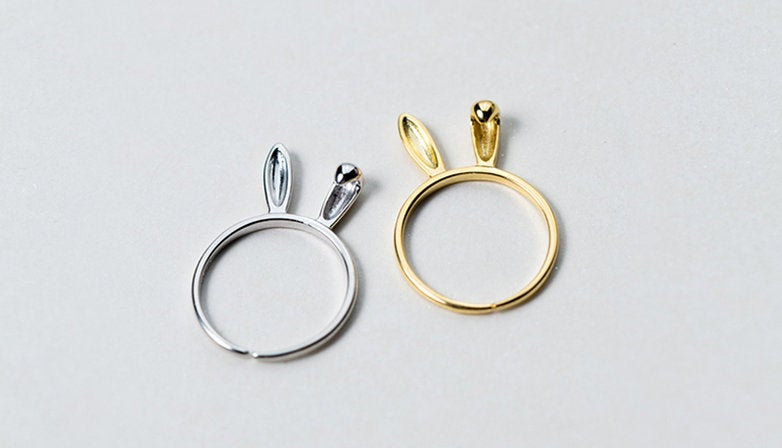 Bunny Rabbit Ring, Lovely Hare Ears, Silver Ring, Adjustable ring, Dainty Ring, Gift for her, Minimalist Ring, Boho Ring. Gift for women