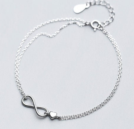 Tow Layer Endless Infinite Charm Bracelet.925 Sterling Silver,minimalist Bracelet,boho Bracelet,gift For Her,gift For Her