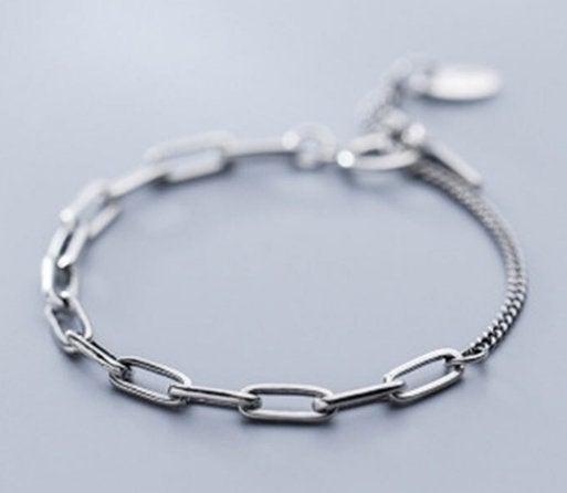Curb Cuban Link Chain Bracelet.charm Bracelet.925 Sterling Silver,minimalist Bracelet,boho Bracelet,gift For Her,gift For Her