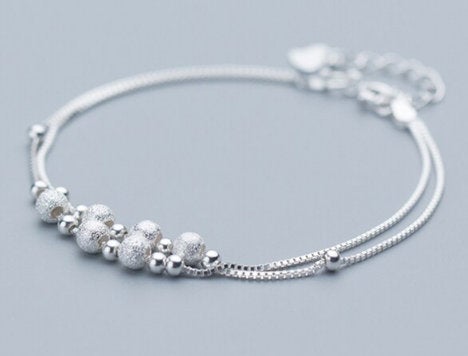 Hot Sale New Double Layer Bead Bracelet.Charm Bracelet.925 Sterling Silver,Minimalist Bracelet,Boho Bracelet,Gift for her,Gift for her