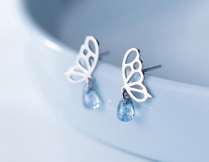 Butterfly Wing Earring, Drop Earring, 925 Sterling Silver Earring, Silver Earring, Minimalist Earring, Boho Earring, Gift For Her,