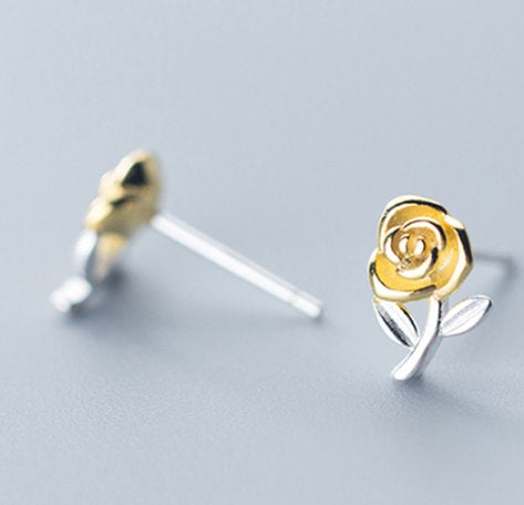 Cute Rose Flower Girlfriend Gift Earring,925 Sterling Silver,minimalist Earring,boho Earring,tiny Earring,gift For Her,jewellery